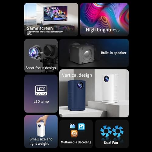 Mini Projector 1080P Movie Projectors Built-in Speaker Disppation with Remote Control for Home Theater