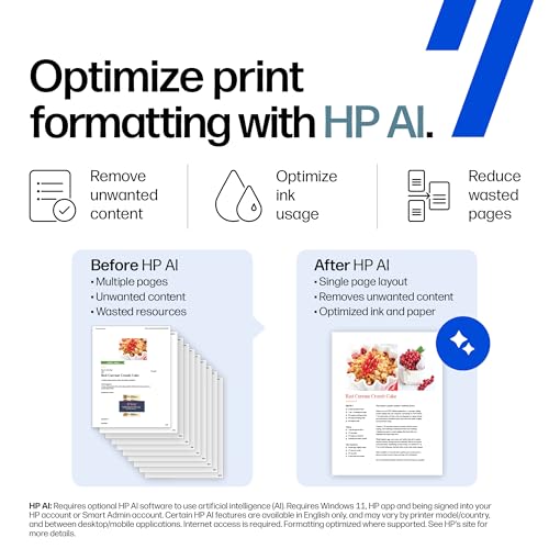 HP DeskJet 4355 Wireless All-in-One Color Inkjet Printer, Scanner, Copier, Best-for-Home, 3 Month Trial of Instant Ink Included, AI-Capable (AJ4Y0A)