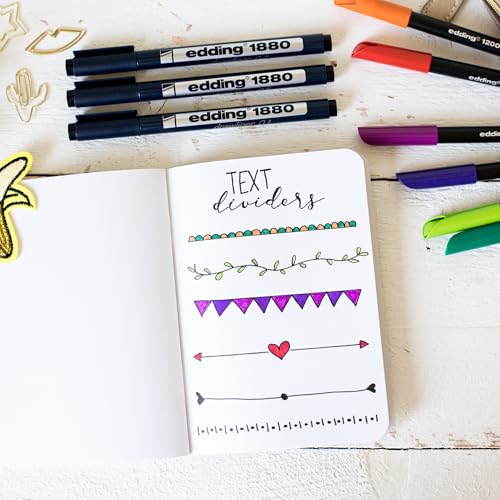edding 1880 Drawliner Pens, Set of 10, Black