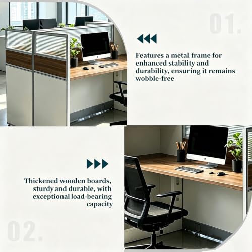 1Person Office Cubicle Desk, Privacy Panels Built-in Power Supply for SOHO