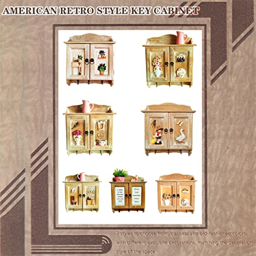 YTUdfhGDJ Key Storage Cabinet, American Retro Style Wall-Mounted Key Cabinet(Natural Color a)
