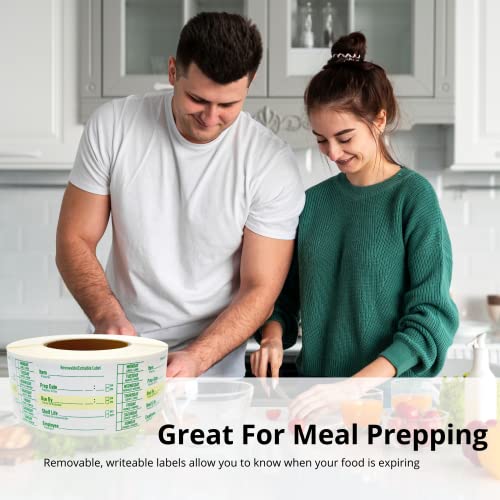 2x3 Removable Freezer Food Labels Stickers for Containers, 1000 Waterproof Label Stickers for Jars, Removable Labels for Storage Bins, with Easy Peel-Off (1000, Green)