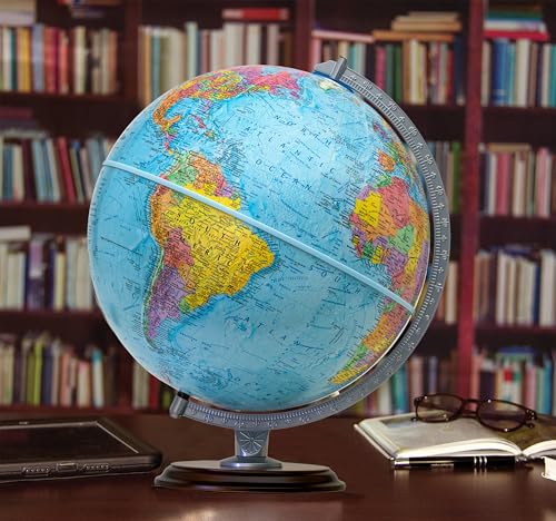Replogle Easy To Assemble Student - Educational Classic World globe, Blue Ocean, Raised Relief feature, including a bonus map, made in USA, 12"/30cm diameter. In minutes you will have this globe assembled and ready for use. (Ready To Assemble- Blue)