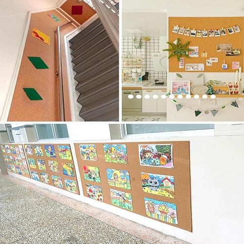 UBNMIUBV Cork Board Self-Adhesive Cork Board Roll, Message Board Suitable, DIY Crafts for Bulletin Board Door Sign Floor Wall Decoration for Office & Home Decor,Brown-1.22x4.10m