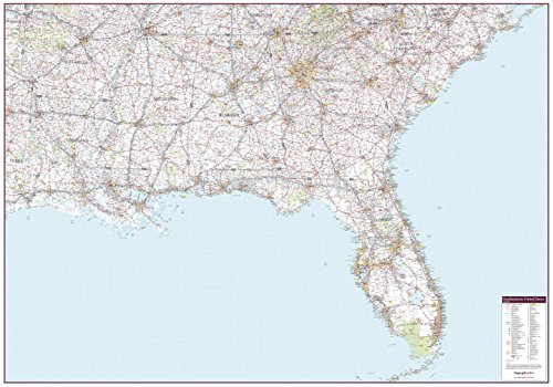 Mapping Specialists Southeastern United States Wall Map - 60" x 42" Laminated