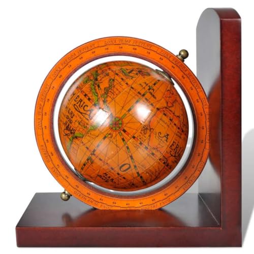 ZXQVLMRS World Map Globe Bookends, Decorative MDF Book Holders - 2 Pcs