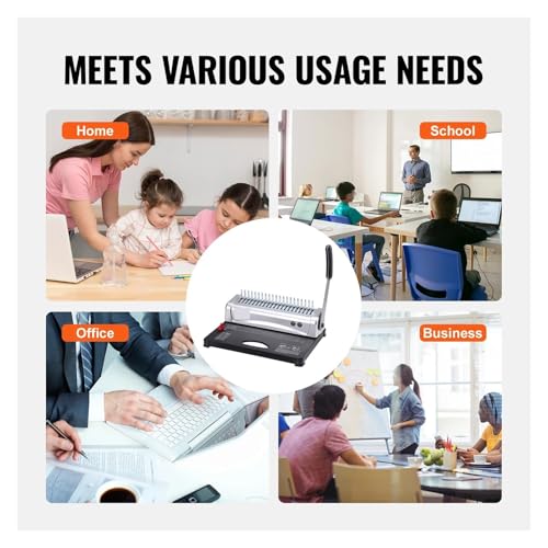 Binding Machines, Binding Machine Comb Binding Machine 21Holes Binding 450 Sheets Book Binder Machine with 100 PCS 3/8'' Comb Binding Spines