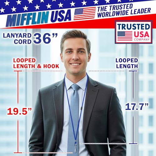36" Adjustable Breakaway Safety Lanyards for ID Name Badges, Soft Neck Line