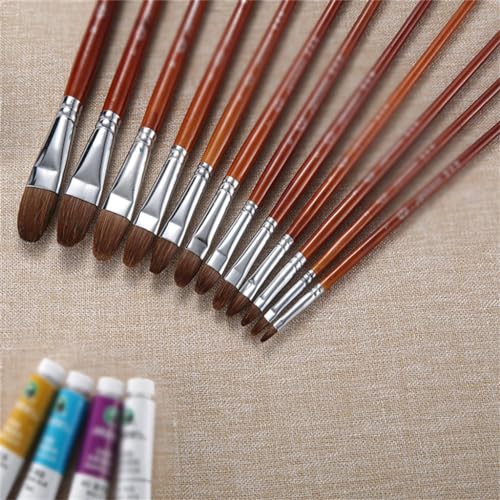 YUANQING Round Brush Wooden Handle Odd-Even Oil Painting Supplies Pen Water Chalk Watercolor Brush