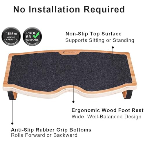 StrongTek Under Desk Footrest, Wooden Rocking Foot Rest, 350lbs, Non-Slip