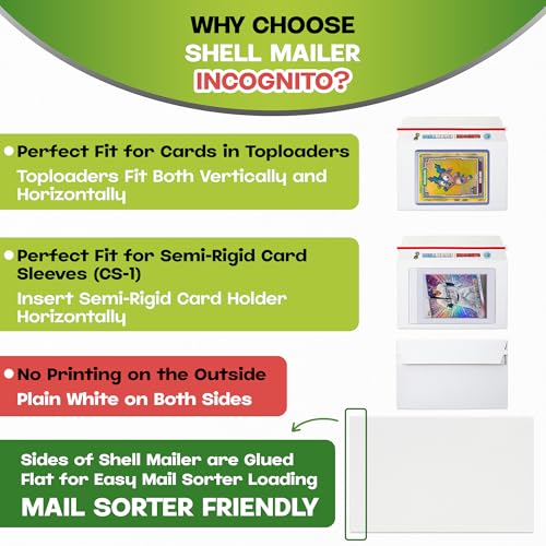 Shell Mailer Incognito Trading Card Envelopes for Shipping 500 Card Mailers