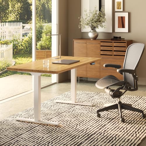 FLEXISPOT E6 MAX Solid White Oak Wood Dual Motor Standing Desk, 55 x 28
