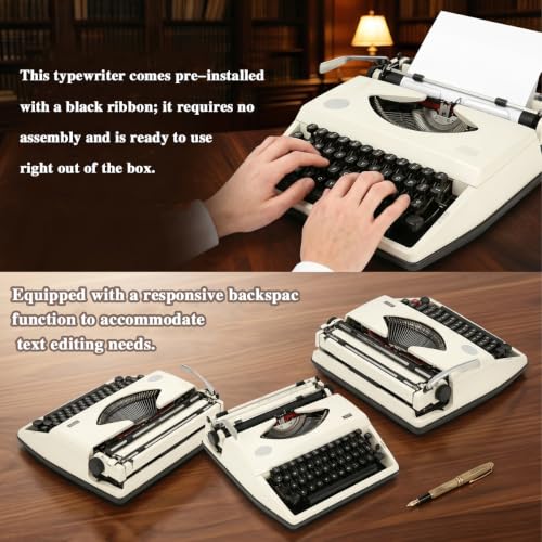 JAFANAWATAD Manual Typewriter, 1980s Vintage Mechanical with Black Ribbon