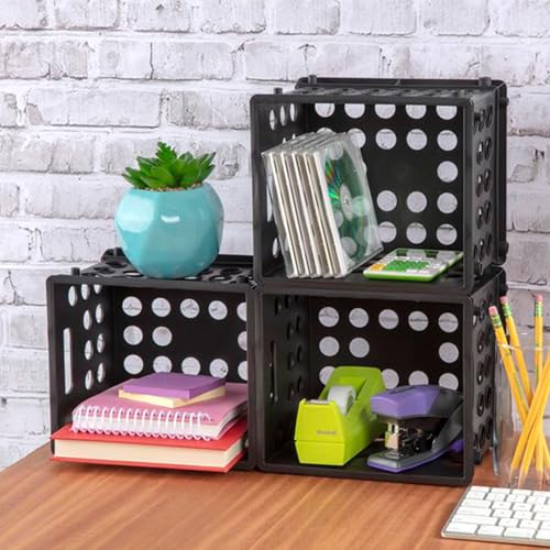 Sterilite Mini Crate, Stackable Storage Bin with Handles, Black, 36-Pack