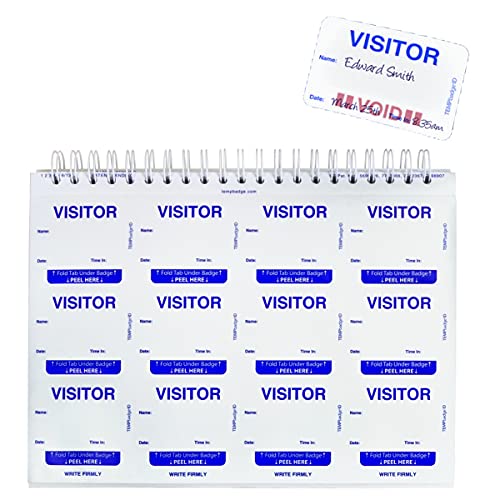TEMPbadge Giant Sign in Visitor Badge Log Book (480 Badges) One Day Self Expiring - Security Name Tag Stickers - Easy Guest Management/Registry System for School & Business by Specialist ID