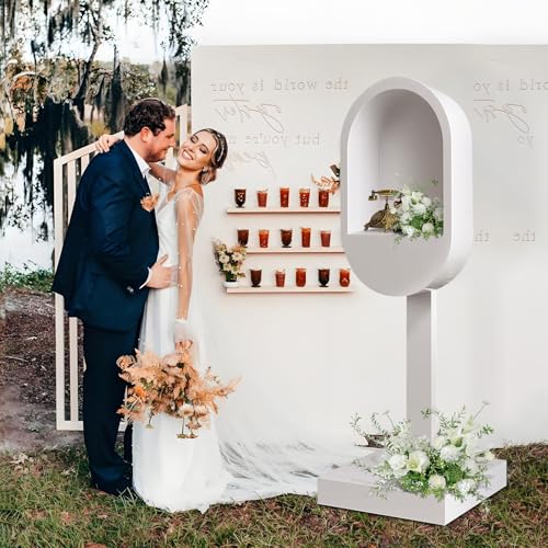 ZLPOWER Audio Guest Book Stand Phone Booth for Wedding Party Leave a Message Video Phone Wedding Decoration Telephone Booth Box Audio Guestbook Stand White Recording Table