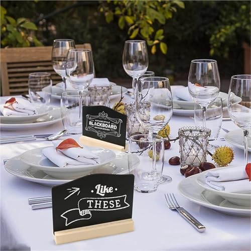 30/60 Pcs Mini Double-Sided Chalkboards, Rustic Wood Message Signs for Table Display