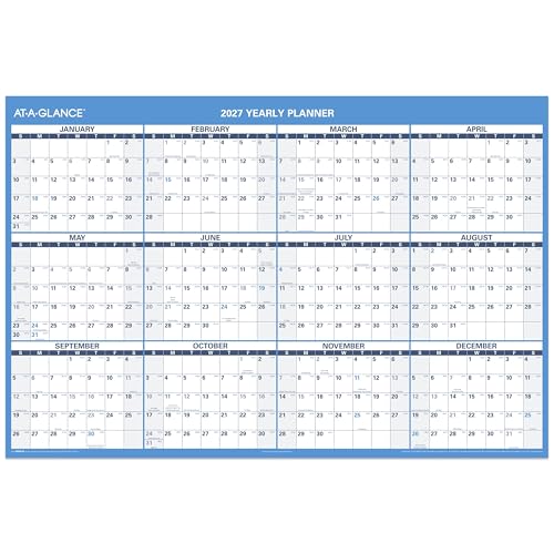 AT-A-GLANCE 2027 Erasable Calendar, Dry Erase Wall Planner, 48" x 32", Horizontal, Reversible (PM3002827)