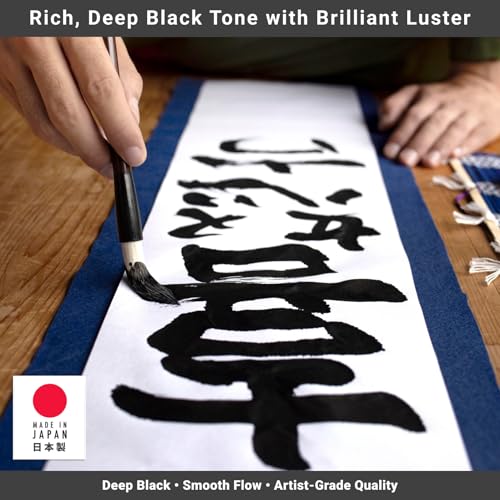 JapanBargain 1980x16, Japanese Sumi Ink Chinese Brush Calligraphy Ink Painting Drawing Works India Ink Made in Japan, Black, Set of 16