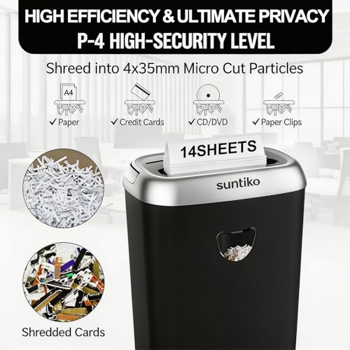 Suntiko Home Office Heavy Duty Cross Cut 14-Sheet Paper Shredder