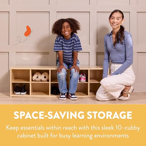 Back2School Express Sleekline 10-Cubby Storage Cabinet, 2x5, Natural