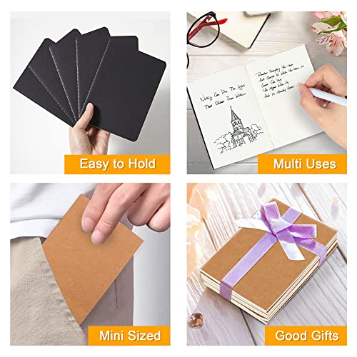 feela 170 Pack Blank Kraft Notebooks, Unlined Sketchbook Mini Cute Note Pad for Drawing Writing, Journal Bulk For Kids Students Office School Supplies, A6, 48 Pages, 4.25” X 5.5”, Black and Brown
