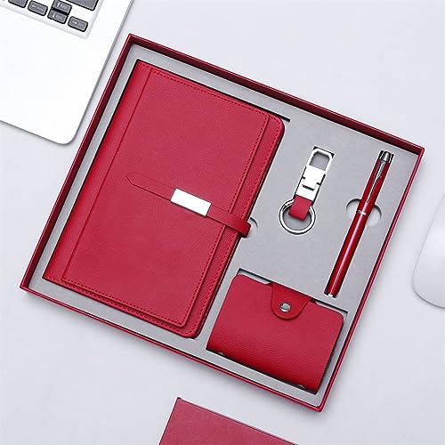 ASWRTYJO Business Notebook Set Card Bag Notepad Keychain Four Piece School Bank