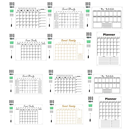 FDFDF Acrylic Board Calendar for Fridge Clear Refrigerator Calendar Weekly Planner Schedule Whiteboard Acrylic