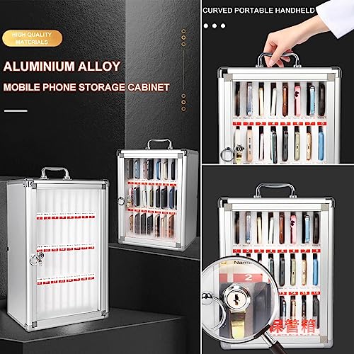 12/24/36/48/60 Wall-Mounted Aluminum Alloy Cell Phones Storage Cabinet Pocket Chart Storage Locker Box with Handle and Security Lock for Classroom Office (Color : Silver, Size : 36)