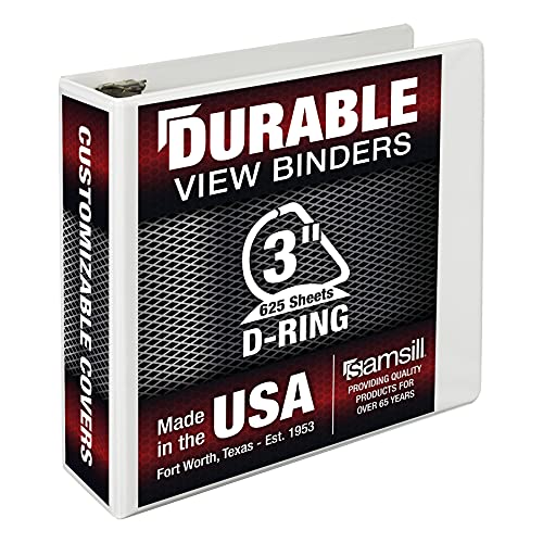 Samsill Durable 3 inch 3 Ring Binder, D Ring Binder, 100% Recycled Chipboard, White, Pallet of 288 Binders in 24 Cartons