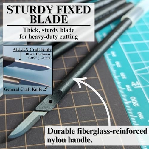 ALLEX Japanese Exacto Craft Knife Set (5 Pcs) - Precision Hobby Knife for Crafting, Art, Model Kit - Razor Sharp Japanese Stainless Steel Blade - Heavy Duty Fixed Blade - Made in Japan