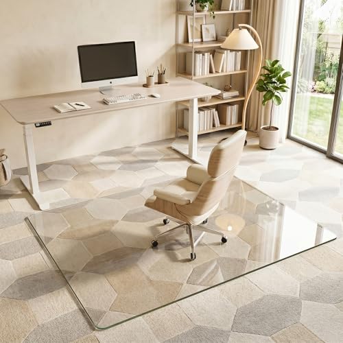 Antok 46"x55" Tempered Glass Chair Mat, 0.2" Heavy Duty Floor Mat, Office
