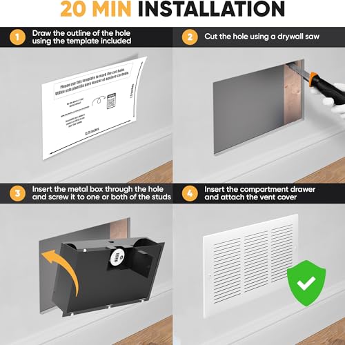 Elder Welder® Hidden Wall Safe with Air Vent Cover, Combination Lock
