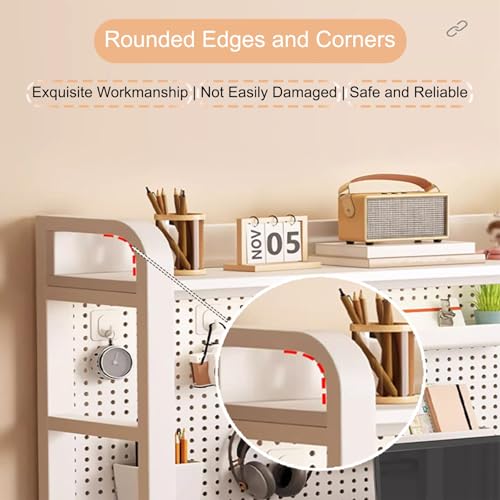 JHDXL Desktop Shelf Organizer Display Rack, Desktop Bookshelf with Anti-Slip Feet & Back Pegboard, Industrial Bookshelf, for Office Home Dormitory(Black,98 * 135cm/38.6 * 53in)