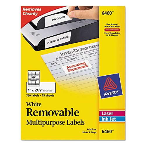 Removable Multi-Use Labels, 1 X 2 5/8, White, 750/pack
