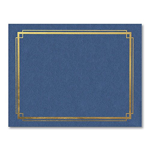 PaperDirect Blue Certificate Jackets - Pack of 50, 9.5 x 12, Gold Double Foil Border - Perfect for Diplomas, Employee Recognition, Volunteer Appreciation, Award Ceremonies, Birthdays