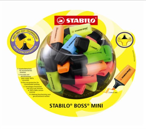 STABILO Textmarker Boss Mini Storage Glass (Pack of 50/5 Colours