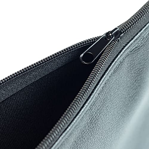 effektivo Bank Bags with Zip and Window for Labelling, Faux Leather, Black, Suitable for Documents up to A5, Pack of 10