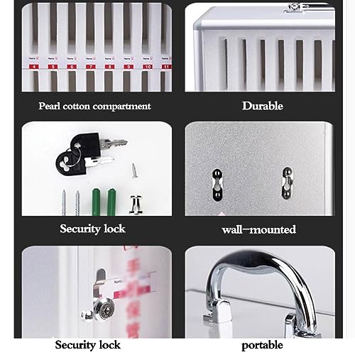 DJVHSRI Portable Wall Mounted Mobile Phone Safe Deposit Box with Lock 24/36/48 Bit Student Examination Laboratory Mobile Phone Management Box Silver Color,Silver-48 Bits