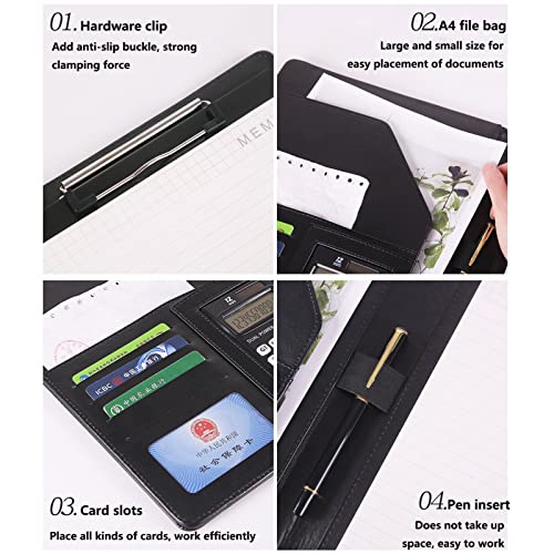 Padfolio Organizer Binder,portfolio, A4 Padfolio Portfolio Case Portfolio Folder Binder Organizer Folder Business Folder Notepad Folder with PU Leather Folder Writing Pad Gift Resume Portfolio for Wom