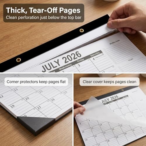 Calendar 2026-2027 (2 Pack) - 18 Month Desk Calendar 2026-2027(July 2026 - Dec 2027), 17" x 12" Desk Calendar with Thick 120 GSM Paper for School & Office.