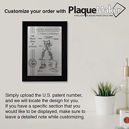 Personalized Patent Plaque, Appreciation Gift for Inventors, Patent Holders, Work Team, or Boss (9" x 12", Silver Metal, Black Board)