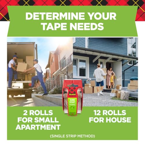 Scotch Sure Start Packing Tape, 1.88 in. x 25 yd Rolls, 6 Pack