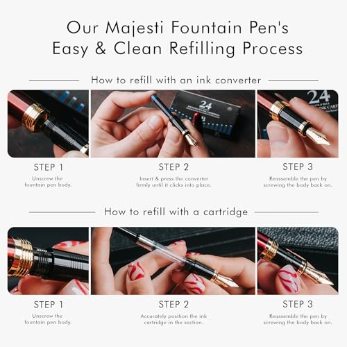 Wordsworth & Black Majesti Luxury Fountain Pen Set for Writing, Medium Nib
