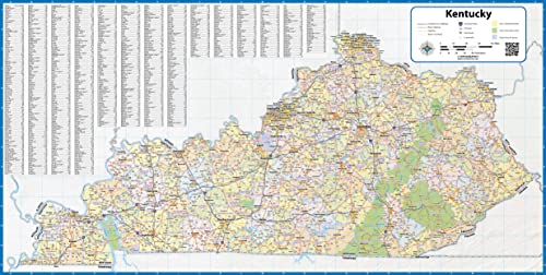Kentucky Laminated Wall Map (70” wide by 35” high)
