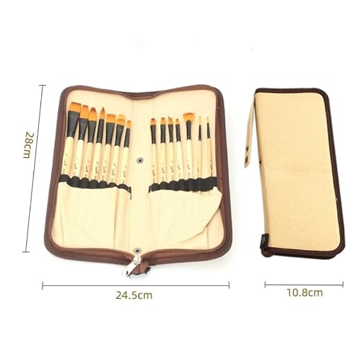 BXFIRS Nylon Hair Gouache Art Brush Set 14 Combination Acrylic Paintbrush Sets(D)