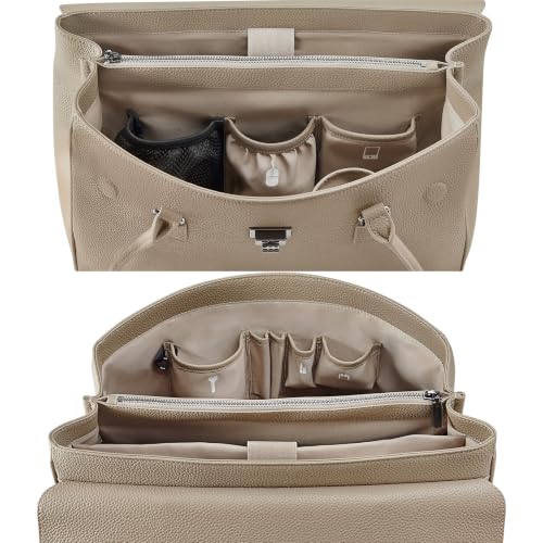 VICTORIA HYDE Laptop Tote Bag For Women, 15-Inch Padded Compartment, Top Handle Bag For Office And Commute (Beige)