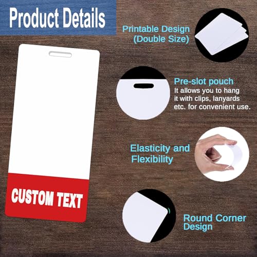 Custom Badge Buddy - Personalized Print Badge Buddy - Vertical - Print On Both Sides with Border - Durable and Water Resistant Ideal for Teachers, Nurses, Doctors, Security, Visitor, Healthcare