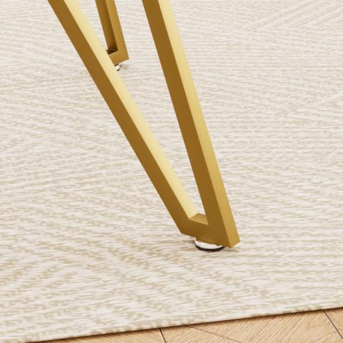 Modern Square Tempered Glass Dining Table, Clear Small Reception Table with Gold Metal Legs for Dining Room Living Room Office (35.4" Square Table)