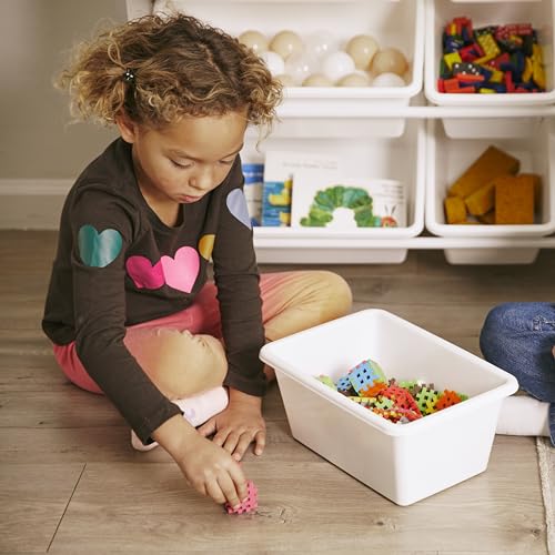 ECR4Kids 3-Tier Organizer with Shelf and 9 Removable Plastic Bins, 3x3, Toy Storage, Grey/White